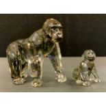 A Swarovski Crystal Endangered Wildlife model, Gorilla Standing; conforming baby gorilla (2)