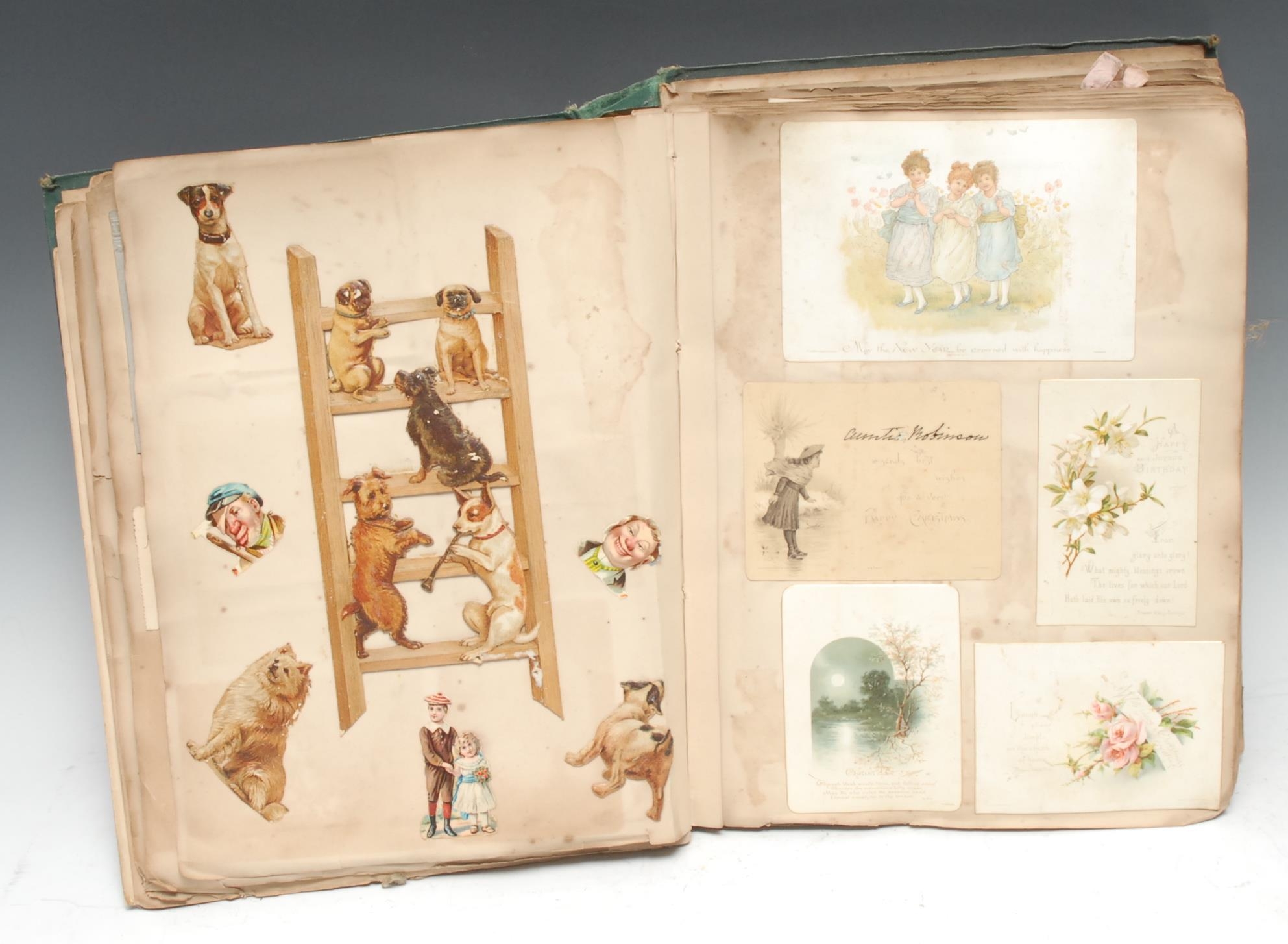 A 19th century scrap album, compiled by Maud H ** c.1887 and passed on to Jack Allsopp c.1901, - Image 2 of 4