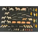 A hollow cast metal zoo, mixed makers and animals, inc Britains, Jo Hill Co etc, Crocodiles,