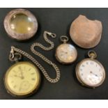 A Climax Trip action silver cased open face pocket watch, Chester 1900, with Albert Chain; others