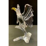 A Swarovski silver crystal model Bald Eagle, 13cm high, boxed