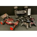 A radio control ManXX race car, another; other controllers qty