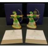 A pair of Royal Worcester limited edition Candle Snuffers Robin Hood, specially commissioned by