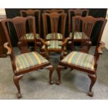 A set of six mahogany dining chairs, comprised of four chairs and two carvers, wheat sheaf splat