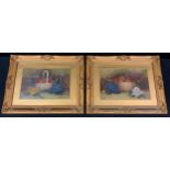 Victorian school a pair, still life studies, oil on board, period gilt frames (2)