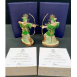 A pair of Royal Worcester limited edition Candle Snuffers Robin Hood, specially commissioned by