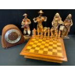 Boxes and Objects - a hand carved Madagascan part chess set, boxed; four Mexican Elaborano a Mano