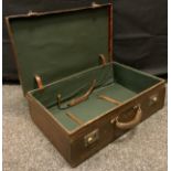 A vintage Faux Crocodile skin leather suitcase, early 20th century.