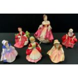 A Royal Doulton Figure, Lydia, Hn 1908; others Southern Belle, Hn2229, Goody Two Shoes , Hn 2037,