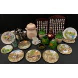 Wedgwood Life on the Farm Collectors plates; others; thimbles, in two display cases;