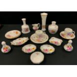 Royal Crown Derby Posies table bell, mallet vase; table china, trinket dishes, cruet set etc