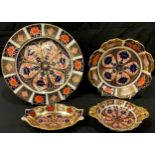 A Royal Crown Derby Imari 1128 pattern dessert plate, 21cm, printed mark in pink; an 1128 pattern