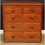 A Victorian mahogany chest, rectangular above two short and three long graduated drawers, 103cm