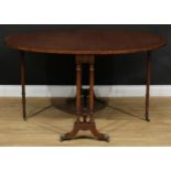 A Regency design mahogany crossbanded Sutherland table, 74cm high, 24cm opening to 137.5cm long,