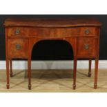 A 19th century mahogany serpentine serving table, slightly oversailing top above one long and two