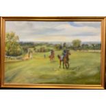 Harry Buxton (contemporary) Riding Out, Epson Downs signed, dated 1993, oil on board, 50cm x 75cm