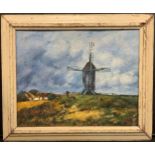 Continental School (early 20th century), Dutch Windmill and Cattle, oil on board, 29cm x 36cm