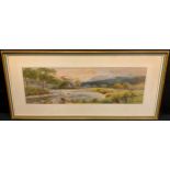 William Mathison (1825-1893) Fly Fishing signed, watercolour, 16cm x 49cm