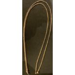 A 9ct rose gold guard chain with clasp, late 19th/early 20th century, 27.4g, marked 9c, 80cm long