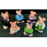 A family of six Wade Nat West Pig Money Banks, Sir Nathaniel, Lady Hilary, Annabel, Maxwell,