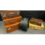 Luggage - a Revelation tan leather suitcase, others various sizes and makers, brown, cream etc, a