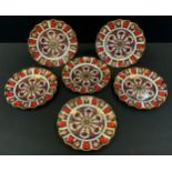A set of six Royal Crown Derby 1128 pattern wavy edge plates, 21.5cm diam, printed mark