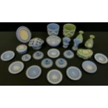 Wedgwood Jasperware - planter, pin dishes, lidded powder bowls, chamber sticks; etc