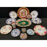 A Meissen Onion pattern dish, crossed swords (second); Limoge plates; etc