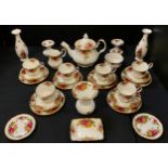 A Royal Albert Old County Rose pattern tea set, for six, inc tea pot, milk jug, sugar bowl, pair