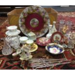 A Royal Albert Silver Maple tea for two; Limoge charger; trinket dishes; trinkets; silver mounted