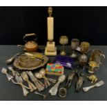 Plated Ware - Flatware, butter dish; goblets; side lamp; etc
