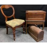 A late 19th century mahogany document box, 53cm wide, 24cm high, c.1870; a Singer sewing machine;