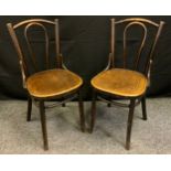A pair of Thonet-type mid 20th century bentwood chairs, (2).