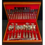 A silverplate kings pattern canteen, for eight, inc carving set, etc, cased