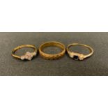 A 9ct gold ring, 2.2g; other dress rings