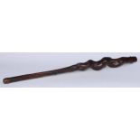 A substantial 19th century rustic walking stick, formed from a gnarled and twisted branch, 93.5cm