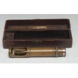 An early 20th century brass monocular tubular field microscope, 17cm long