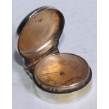 A Victorian silver pocket hygrometer, the 3.5cm dial inscribed Damp Detector, stand-away hinged