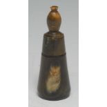 A 19th century horn snuff bottle, possibly Zulu, knop finial, 8.5cm high