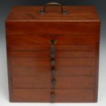 Medical Interest - a 19th century mahogany dentist's apothecary cabinet, hinged cover above six