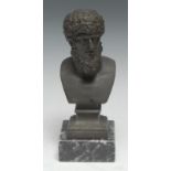 After the Antique - A bronzed spelter desk or mantle bust of Lucius Verus (co-emperor 161-169AD),