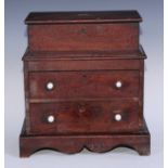 Miniature Furniture - a late 19th century mahogany chest, hinged rectangular top above two long