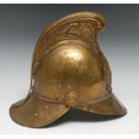 Fire Brigade History - a late 19th/early 20th century brass Merryweather pattern fireman's helmet,