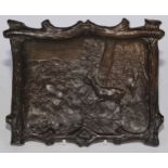 Cycling - an early 20th century Austrian bronze plaque, cast in relief with deer disturbed by