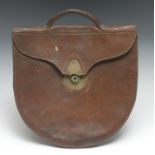 A 19th century leather cash or despatch bag, the brass Bramah patent lock inscribed C Alington