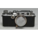 A Leica III(F) 35mm Rangefinder camera, Ernest Leitz Wetzler DRP, Leitz Elmar f3.5 50mm lens, serial