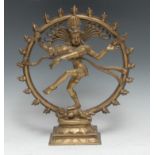 Indian School (early 20th century), a bronze, Shiva Nataraja, rectangular lotus base, 30cm high