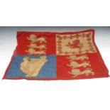 A flag, the Royal standard of Great Britain, printed with banner of arms, 60cm x 71cm, early to