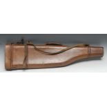 Shooting - an early 20th century tan leather shoulder of mutton gun case, 71cm long