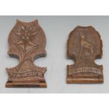 A 19th century Black Forest travelling pocket watch stand carved with a wild Chamois; another